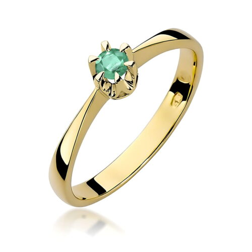 Pierścionek W0111 Szmaragd 0,15ct żółte złoto
