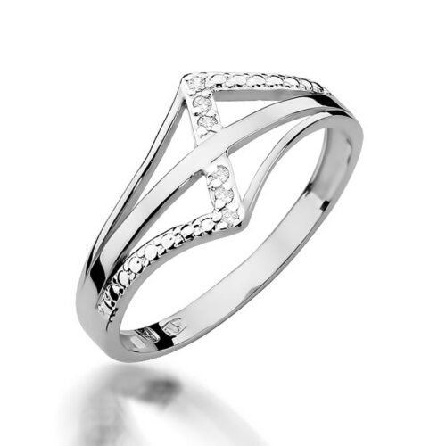 Pierścionek W0114 z diamentami białe złoto