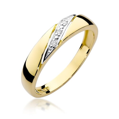 Pierścionek W0118 z diamentami żółte złoto