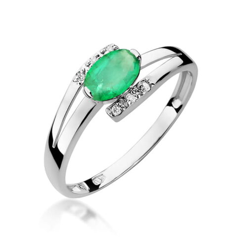 Pierścionek W0119 Szmaragd 0,40ct białe złoto