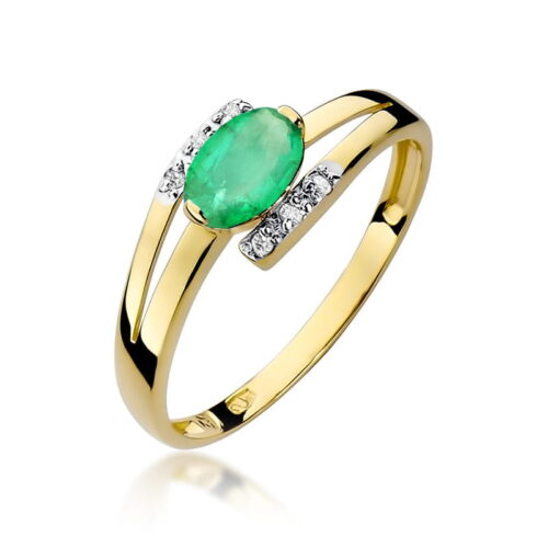 Pierścionek W0119 Szmaragd 0,40ct żółte złoto
