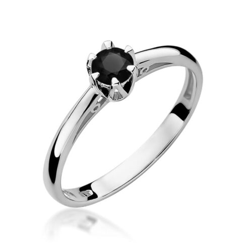 Pierścionek W0133 Czarny Diament 0,20ct białe złoto