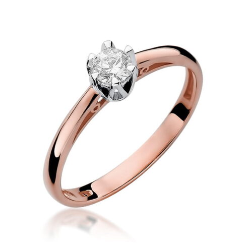 Pierścionek W0133 Diament 0,15ct różowe złoto