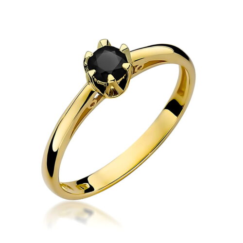Pierścionek W0133 Czarny Diament 0,20ct żółte złoto