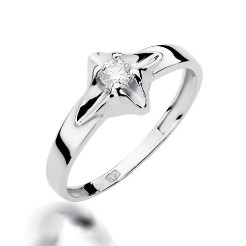 Pierścionek W0155 Diament 0,12ct białe złoto