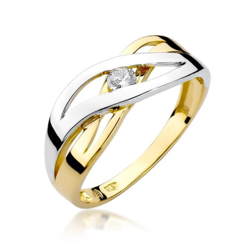 Pierścionek W0156 Diament 0,10ct żółte złoto
