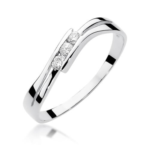 Pierścionek W0159 z diamentami białe złoto