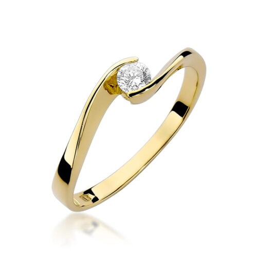 Pierścionek W0160 Diament 0,13ct żółte złoto