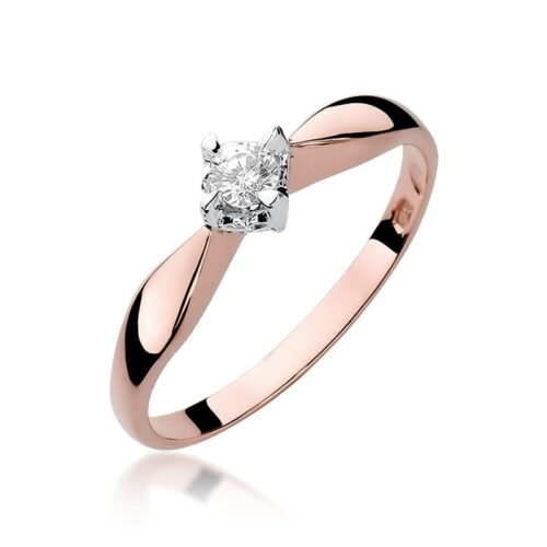 Pierścionek W0171 Diament 0,12ct różowe złoto