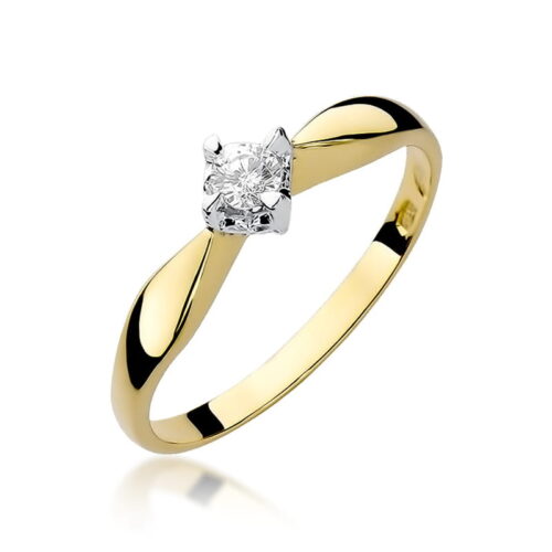 Pierścionek W0171 Diament 0,12ct żółte złoto