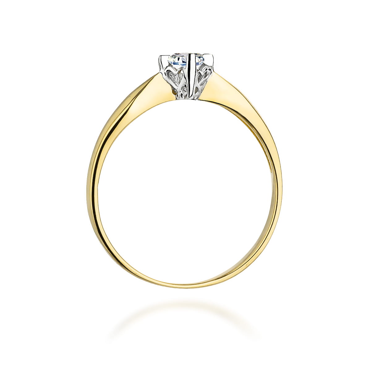 W0171.Z3.DIW.01_3 Złoty pierścionek z diamentem, o prostym, eleganckim designie.