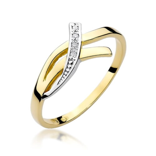 Pierścionek W0179 z diamentami żółte złoto