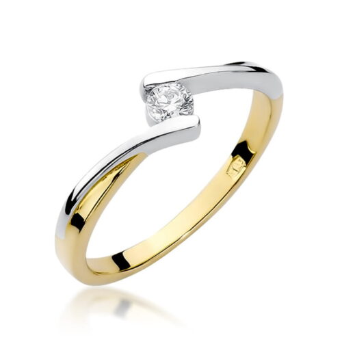Pierścionek W0180 Diament 0,10ct żółte złoto
