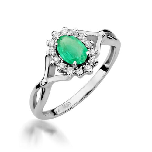Pierścionek W0182 Szmaragd 0,40ct białe złoto