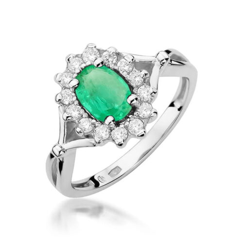 Pierścionek W0182 Szmaragd 0,80ct białe złoto