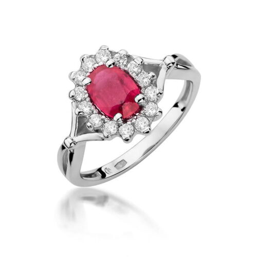 Pierścionek W0182 Rubin 1,00ct białe złoto