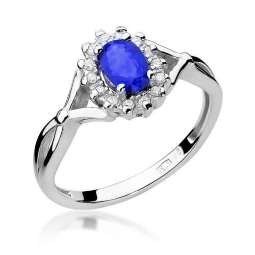Pierścionek W0182 Szafir 0,70ct białe złoto