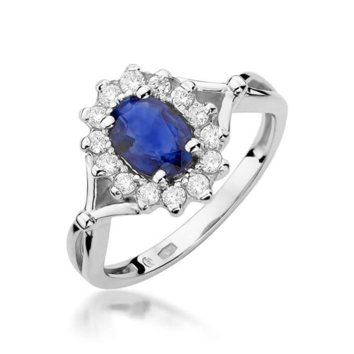 Pierścionek W0182 Szafir 0,90ct białe złoto