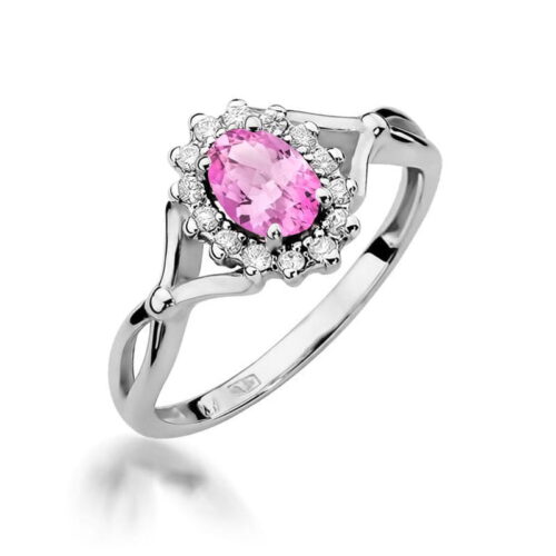 Pierścionek W0182 Różowy Szafir 0,45ct białe złoto