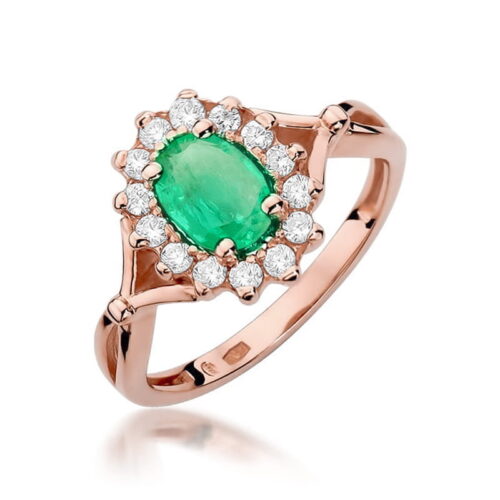Pierścionek W0182 Szmaragd 0,80ct różowe złoto