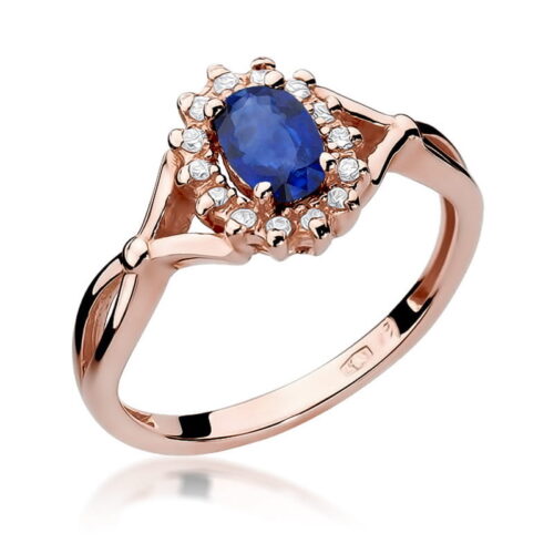 Pierścionek W0182 Szafir 0,70ct różowe złoto