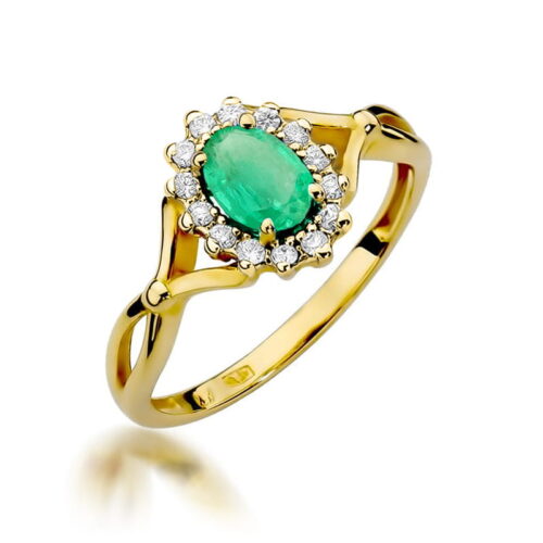Pierścionek W0182 Szmaragd 0,40ct żółte złoto