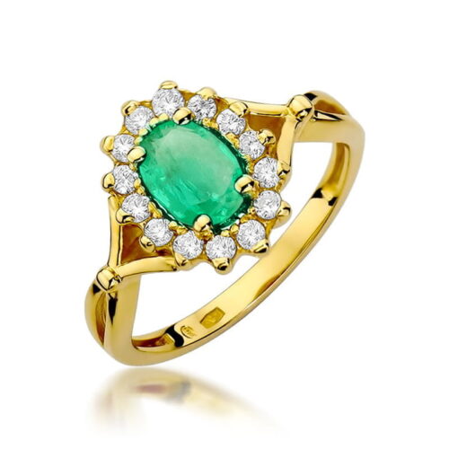 Pierścionek W0182 Szmaragd 0,80ct żółte złoto