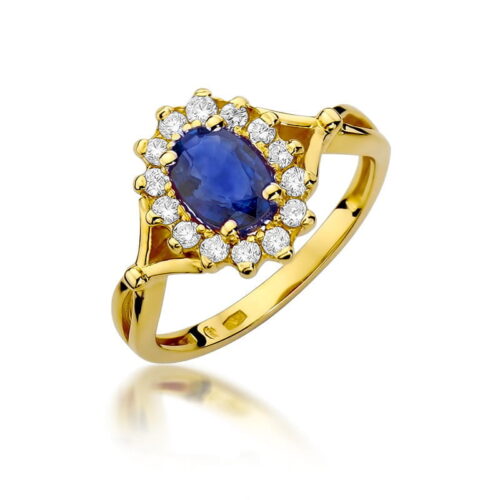 Pierścionek W0182 Szafir 0,90ct żółte złoto