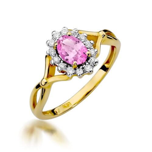 Pierścionek W0182 Różowy Szafir 0,45ct żółte złoto