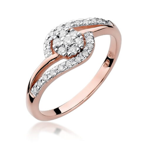 Pierścionek W0184 Diament 0,17ct różowe złoto