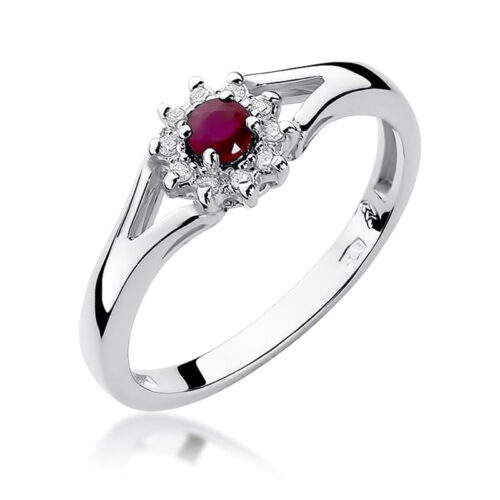 Pierścionek W0185 Rubin 0,15ct białe złoto