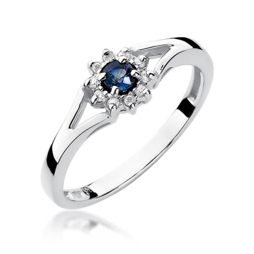 Pierścionek W0185 Szafir 0,15ct białe złoto