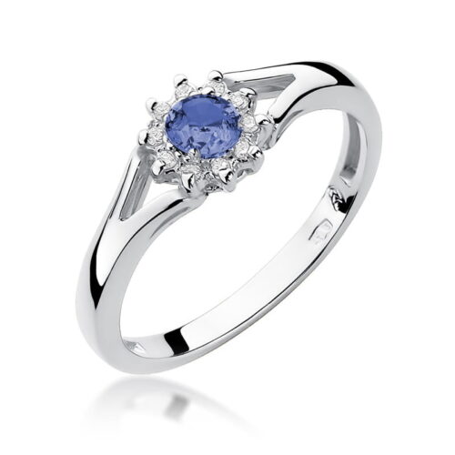 Pierścionek W0185 Tanzanit 0,15ct białe złoto
