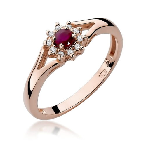 Pierścionek W0185 Rubin 0,15ct różowe złoto