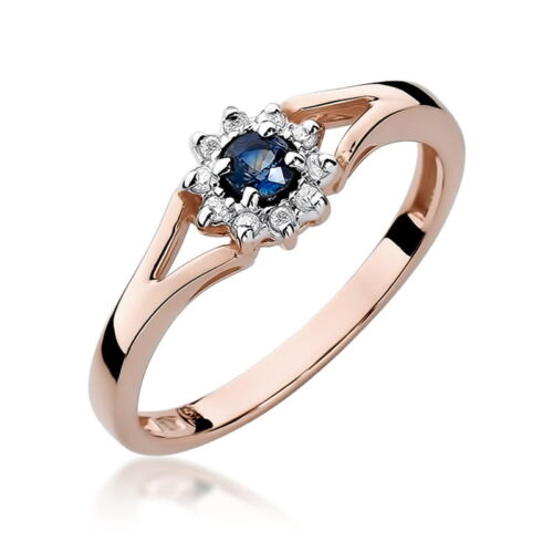 Pierścionek W0185 Szafir 0,15ct różowe złoto