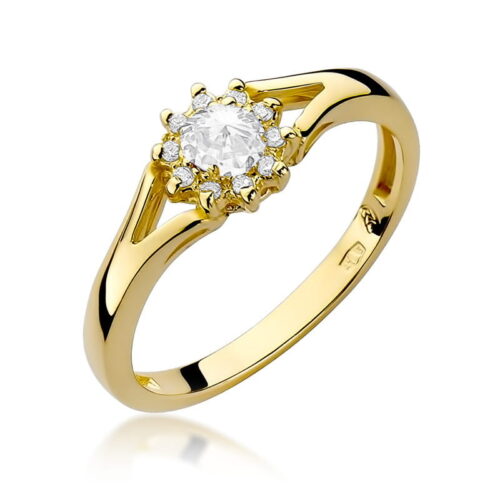 Pierścionek W0185 Diament 0,10ct żółte złoto