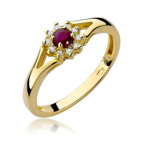 Pierścionek W0185 Rubin 0,15ct żółte złoto