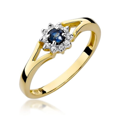 Pierścionek W0185 Szafir 0,15ct żółte złoto