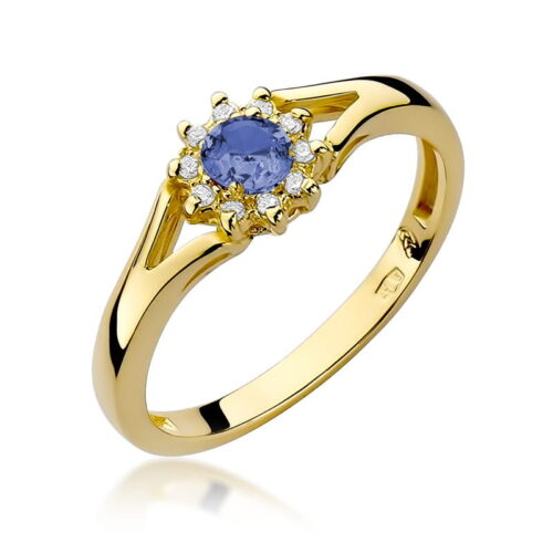 Pierścionek W0185 Tanzanit 0,15ct żółte złoto