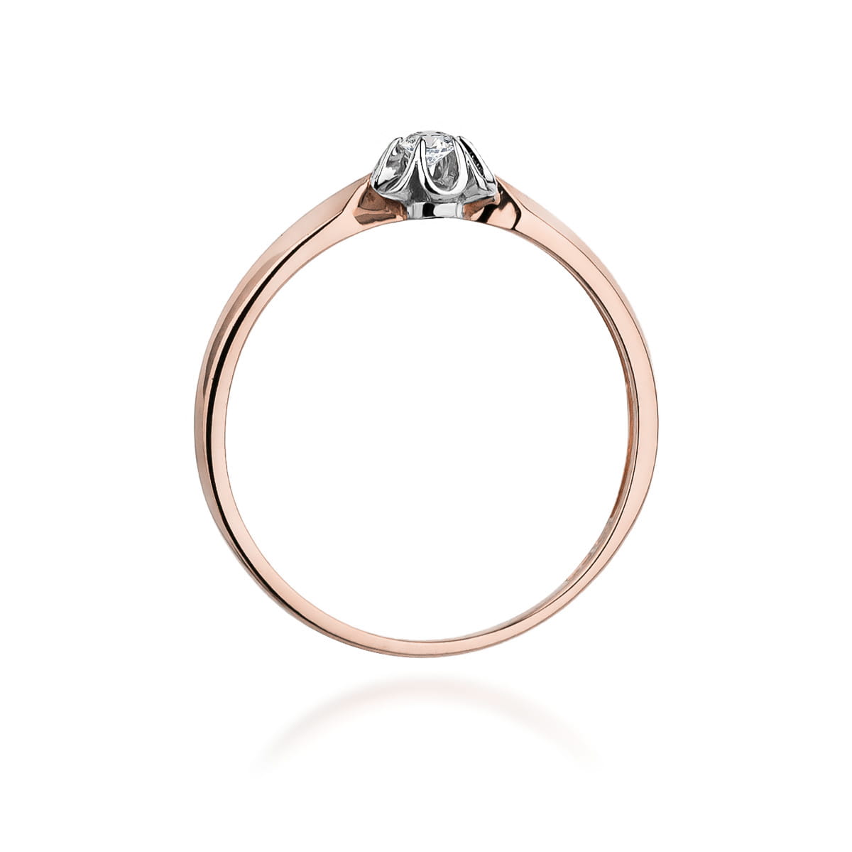 W0187.R3.DIW.01_3 Złoty pierścionek z diamentem, o prostym, eleganckim designie.