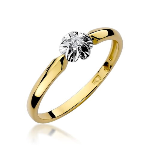 Pierścionek W0187 Diament 0,04ct żółte złoto