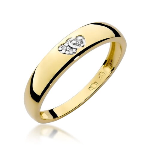 Pierścionek W0189 z diamentami żółte złoto