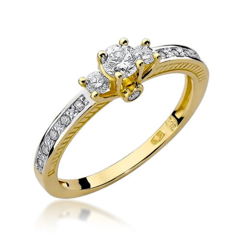Pierścionek W0199 Diament 0,20ct żółte złoto