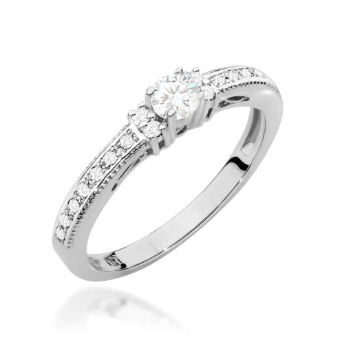 Pierścionek W0201 Diament 0,13ct białe złoto