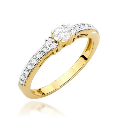 Pierścionek W0201 Diament 0,13ct żółte złoto