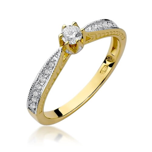 Pierścionek W0202 Diament 0,15ct żółte złoto