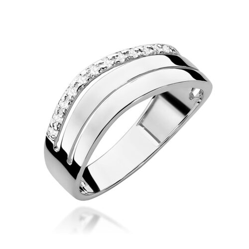 Pierścionek W0214 z diamentami białe złoto