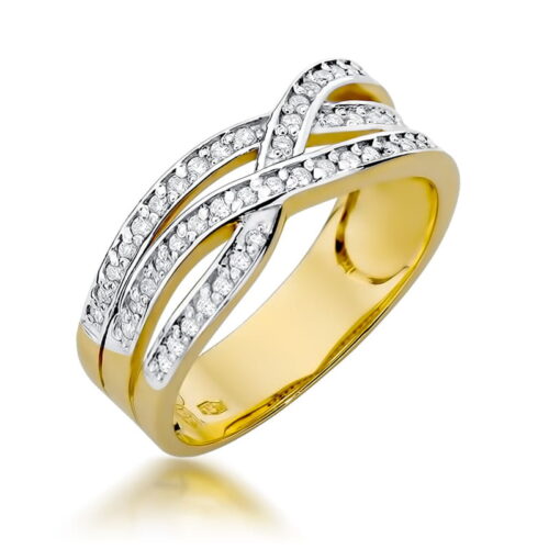Pierścionek W0215 z diamentami żółte złoto