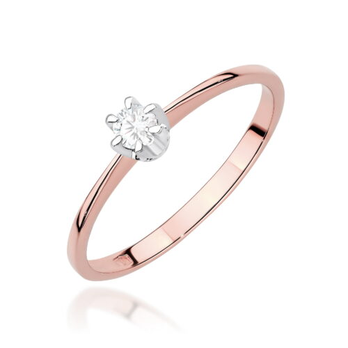 Pierścionek W0220 Diament 0,10ct różowe złoto