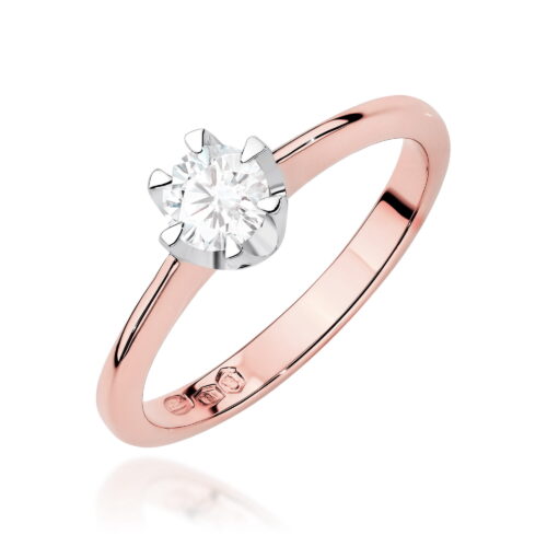 Pierścionek W0220 Diament Laboratoryjny 0,50ct różowe złoto